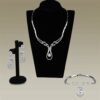 3W1095 Rhodium Brass Jewelry Sets with AAA Grade